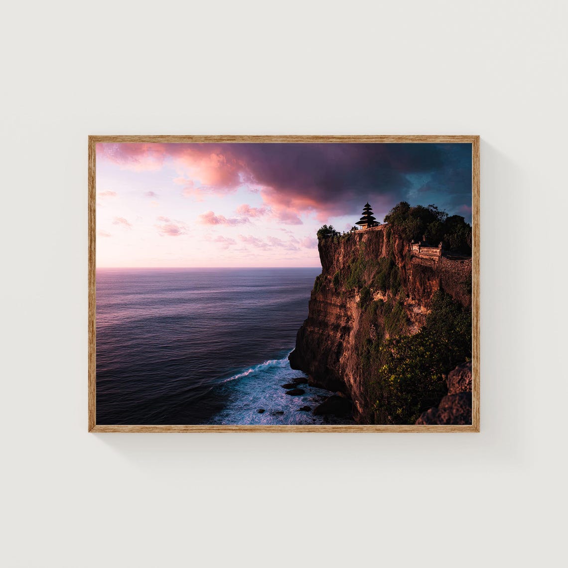 Uluwatu Temple Bali Sunset Cliffs Dramatic Sky Travel Photo Poster