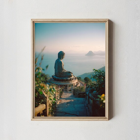 Buddha Wall Art Print Calm Ocean Zen Landscape Photography