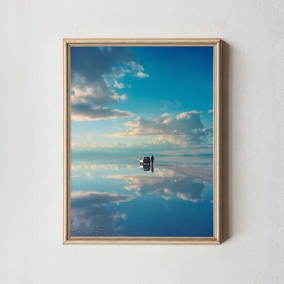 Salar de Uyuni Mirror Reflection Salt Flat Sky Bolivia Photo Poster