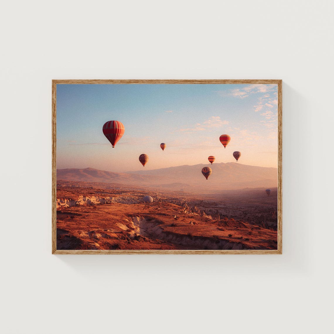 Cappadocia Turkey Golden Sunrise Hot Air Balloons Landscape Print