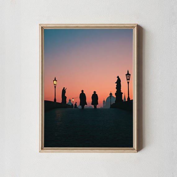 Charles Bridge Sunrise Silhouette Photography Print