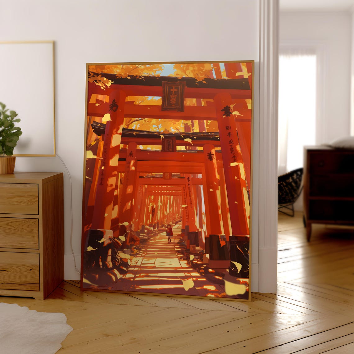 Fushimi Inari Style Red Torii Gate Tunnel Anime Scene Poster - Image 4