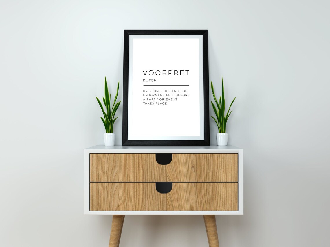 Voorpret Dutch Word Definition Minimalist Quote Language Poster