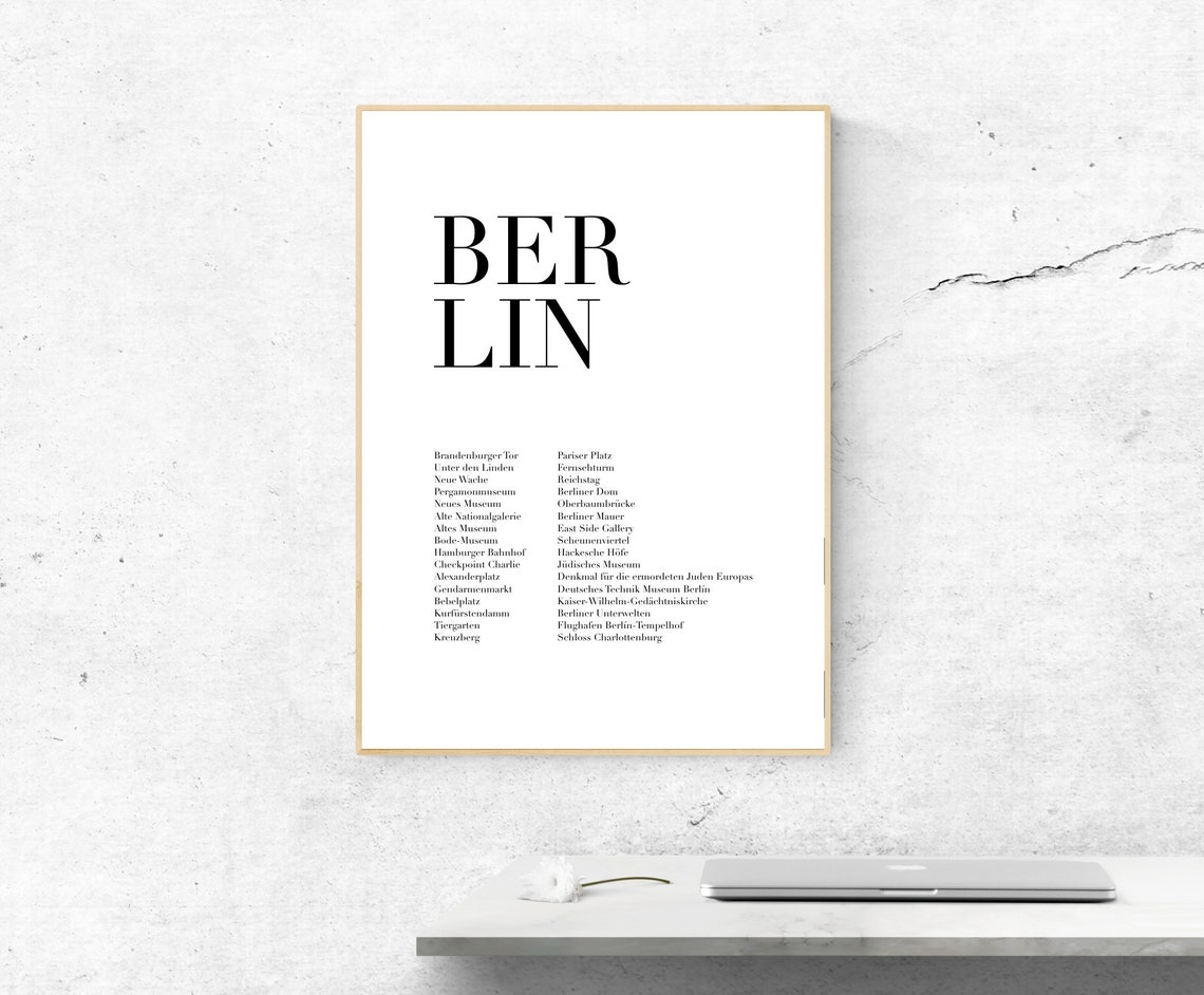 Berlin Germany Minimalist Landmarks Typography City Travel Poster