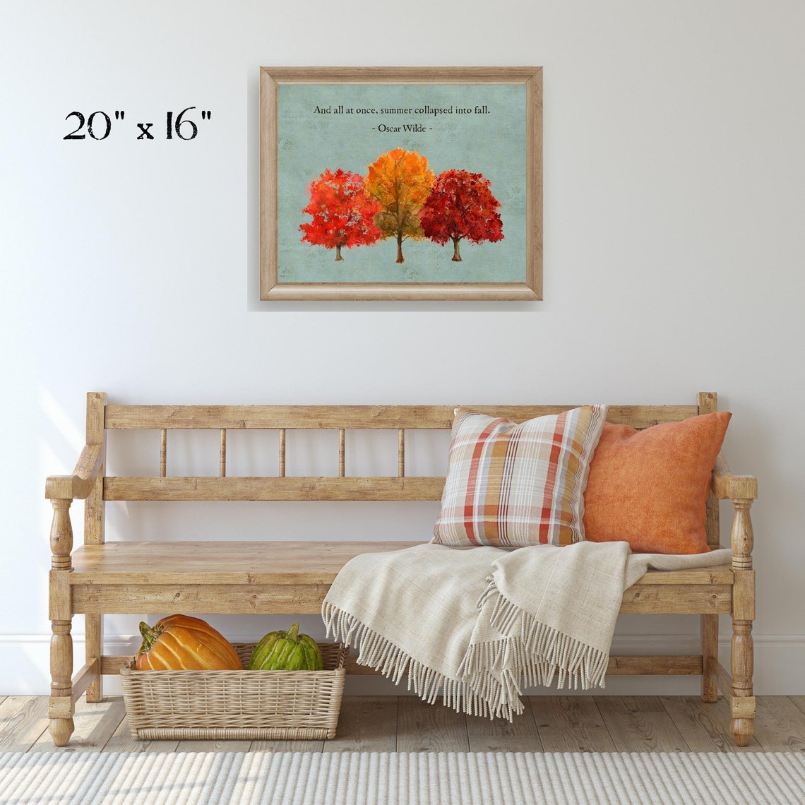 Oscar Wilde Autumn Quote Fall Trees Watercolor Inspirational Wall Art - Image 2
