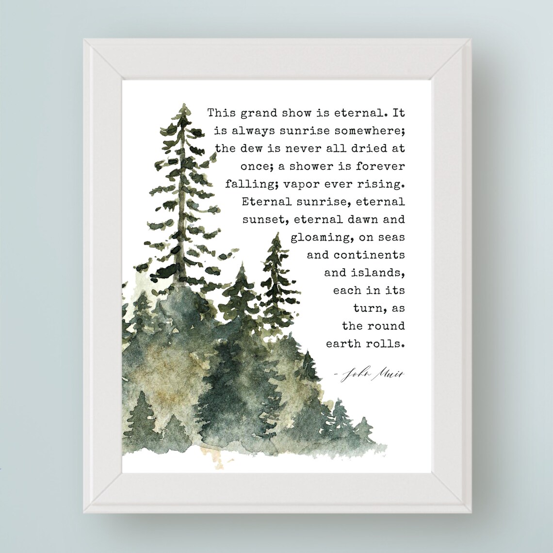 John Muir Quote, This Grand Show Is Eternal Art Print