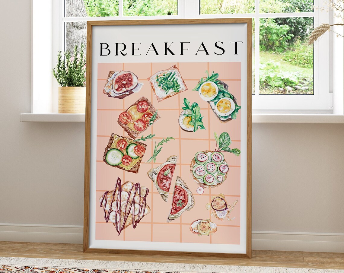 Breakfast Food Artwork, Kitchen Wall Decor