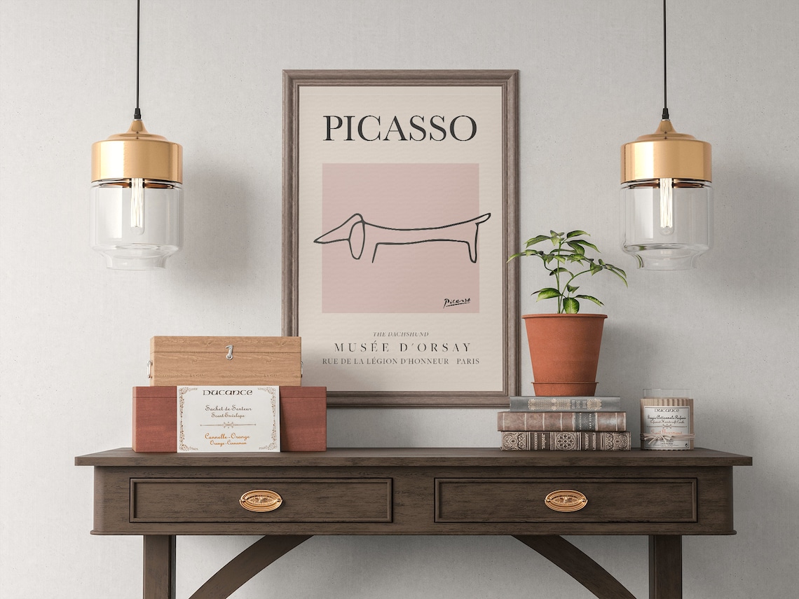 Picasso Dog Vintage Line Art Poster - Image 4
