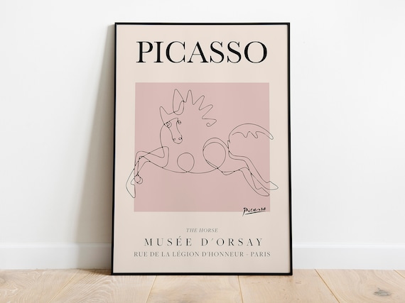 Picasso Horse Vintage Line Art Poster, Minimalist