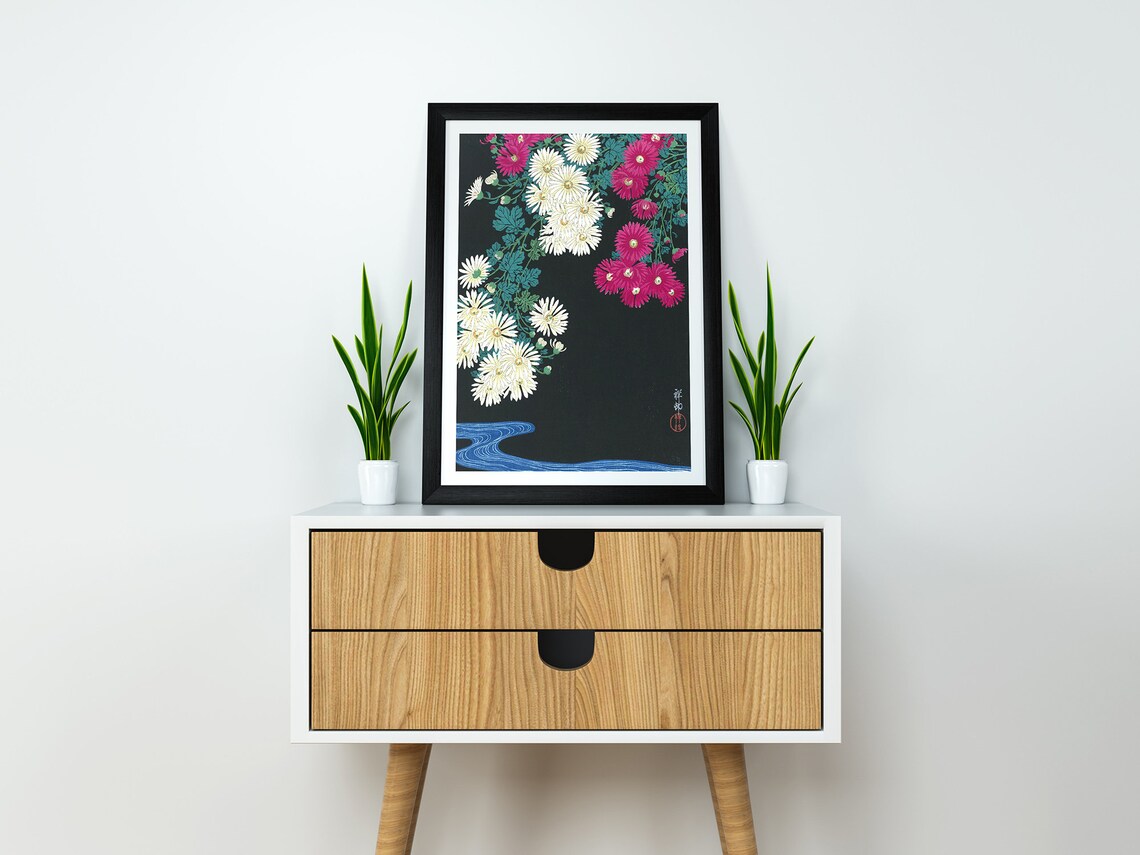 Ohara Koson Chrysanthemums Japanese Art Print - Image 2