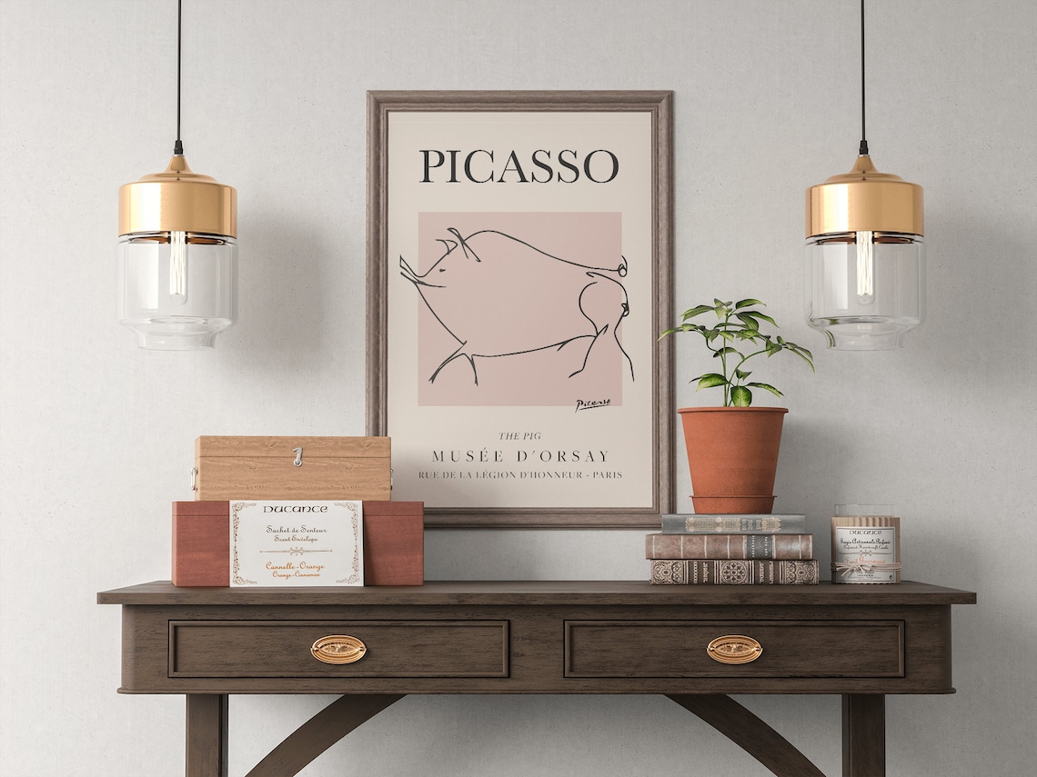 Picasso The Pig Exhibition Vintage Line Art Poster - Image 5