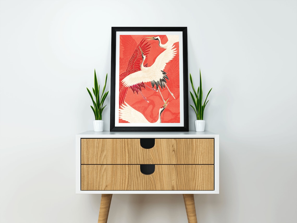 Vintage Japanese Crane Bird Illustration Art Print - Image 3