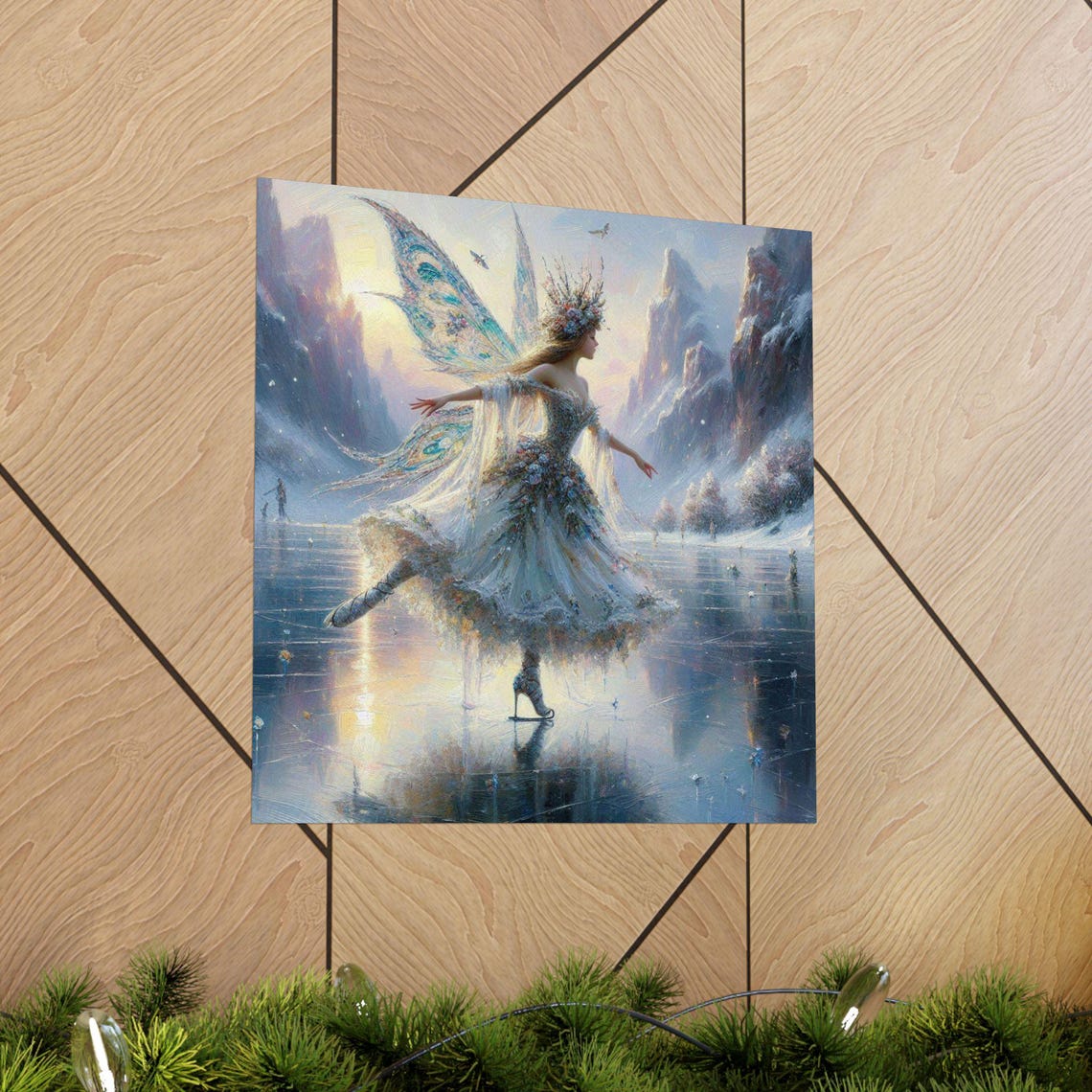 Enchanted Fairy Ice Skater on a Frozen Mountain Lake Winter Poster - Image 5