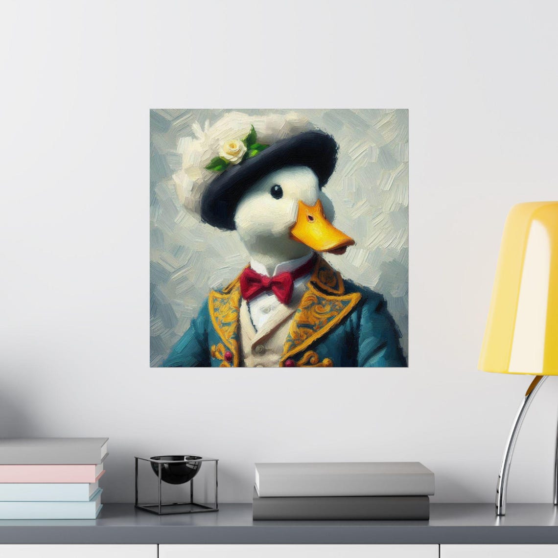 Dapper Duck Gentleman in Hat and Bow Tie Funny Animal Art Poster - Image 2