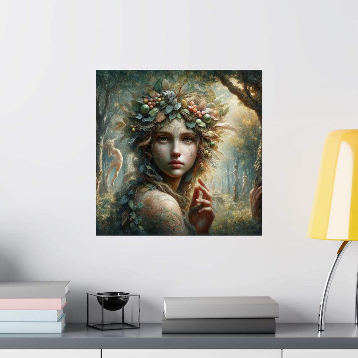 Forest Spirit Woman with Berry Crown Nymph Fantasy Art Poster - Image 2