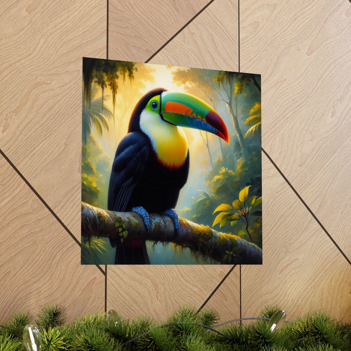 Rainbow-Billed Toucan in Tropical Rainforest Bird Art Poster - Image 5