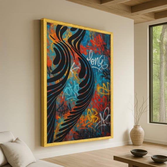 Urban Graffiti Wings Canvas Wall Art Colorful Street Decor Abstract Spray Paint Modern Hanging Ready To Hang