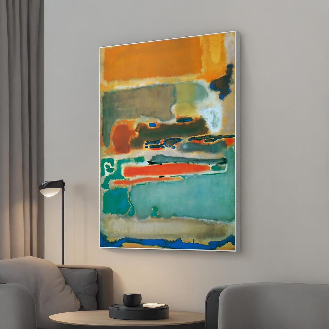 Mark Rothko Inspired Abstract Canvas Art Vibrant Orange Blue And Green Expressionist Painting Print