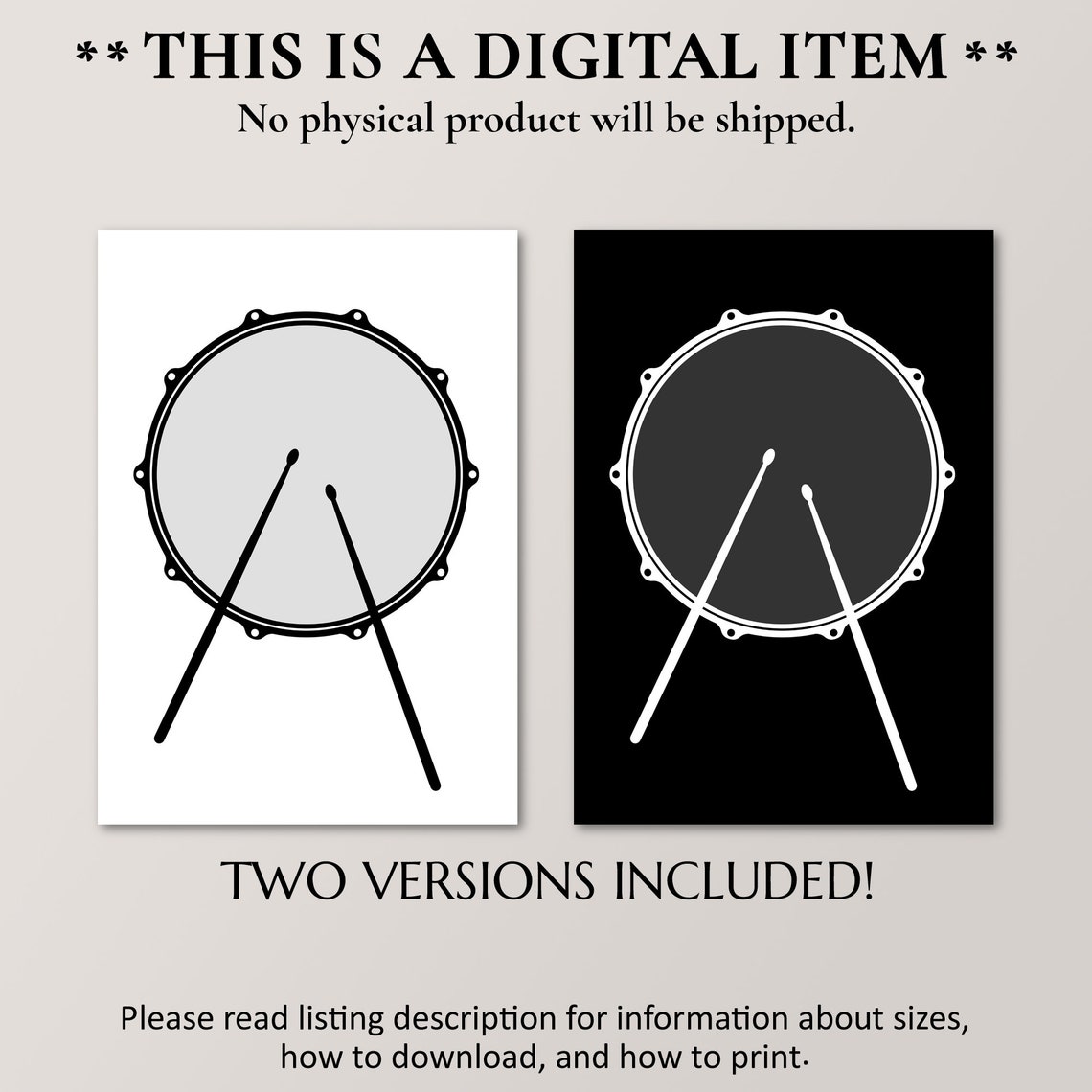 Snare Drum Minimalist Black White Music Studio Drummer Gift Art Print - Image 4