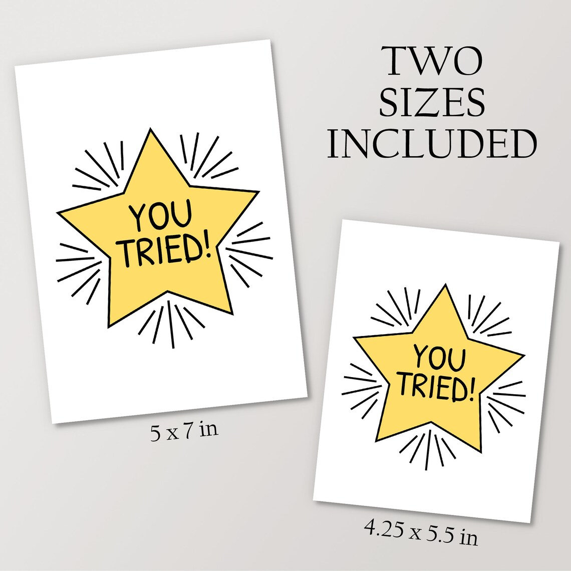 You Tried Gold Star Funny Encouragement Greeting Card Humor Print - Image 3