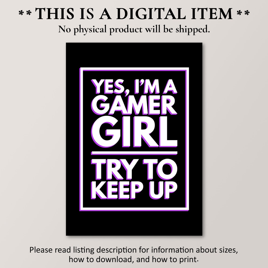Yes Im A Gamer Girl Try To Keep Up Funny Gaming Room Decor Art Print - Image 4