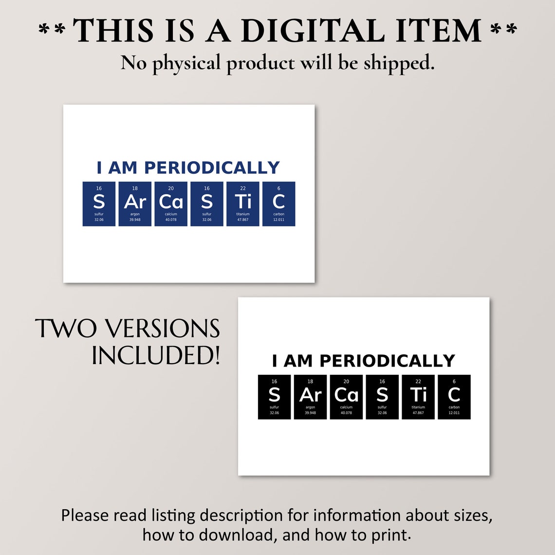 I Am Periodically Sarcastic Periodic Table Word Elements Poster - Image 4