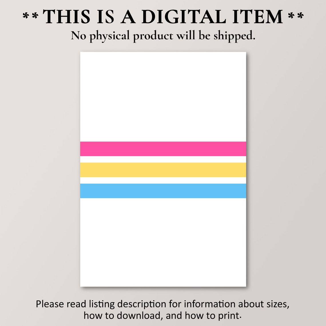 Pansexual Pride Flag Minimalist Pink Yellow Blue Wall Poster - Image 2