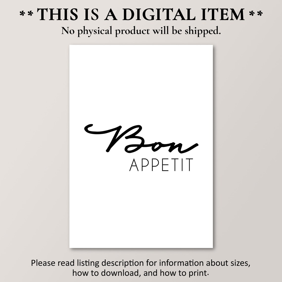 Bon Appetit Minimalist French Kitchen Dining Room Decor Art Print - Image 4