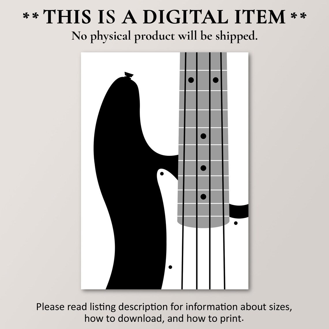 Bass Guitar Poster, Minimalist Music Lover Gift - Image 4