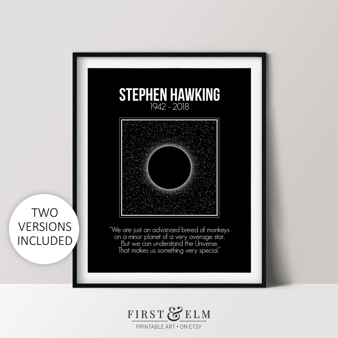 Stephen Hawking Black Hole Art Print, Scientist Decor