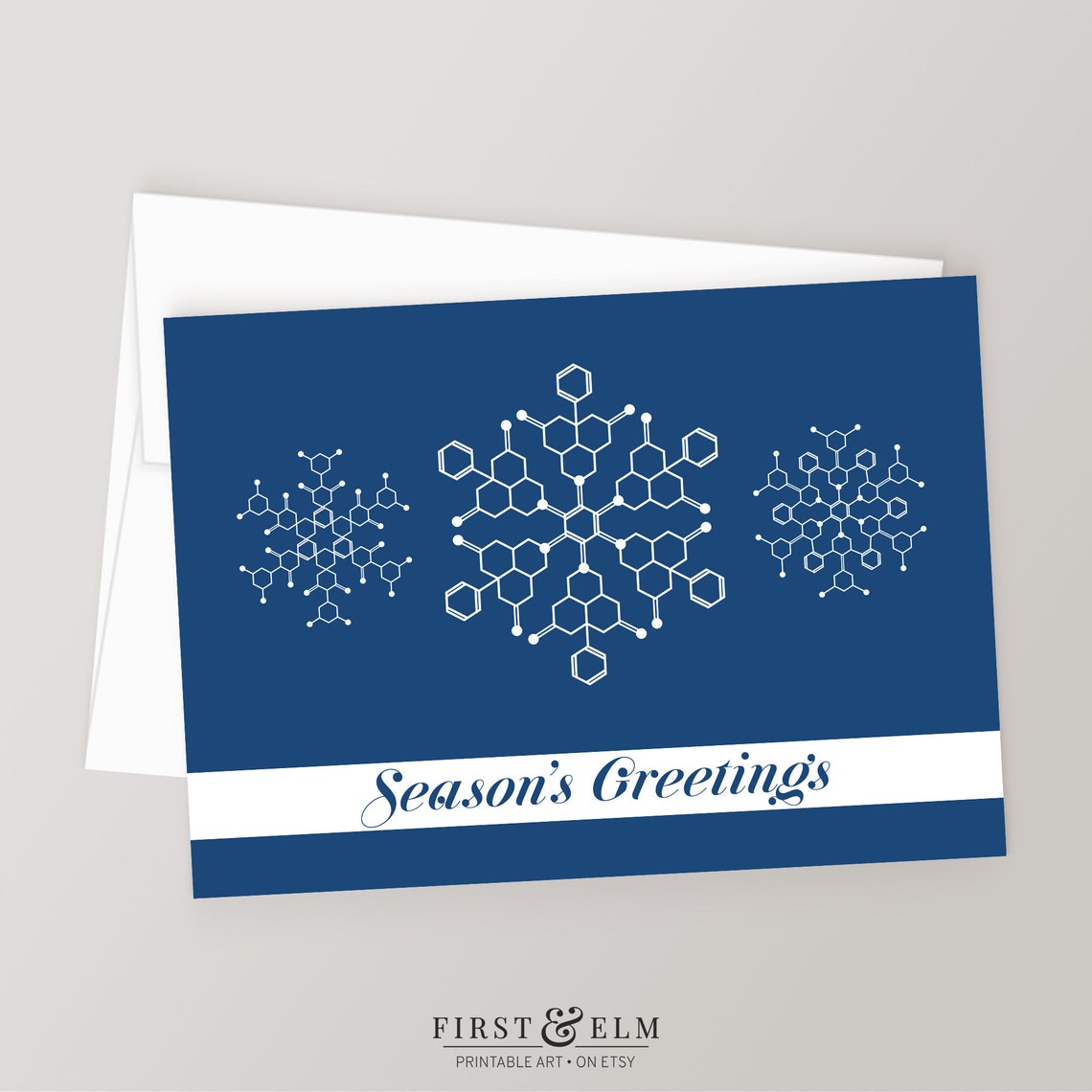 Molecule Snowflake Season's Greetings Science Nerd Holiday Card Print