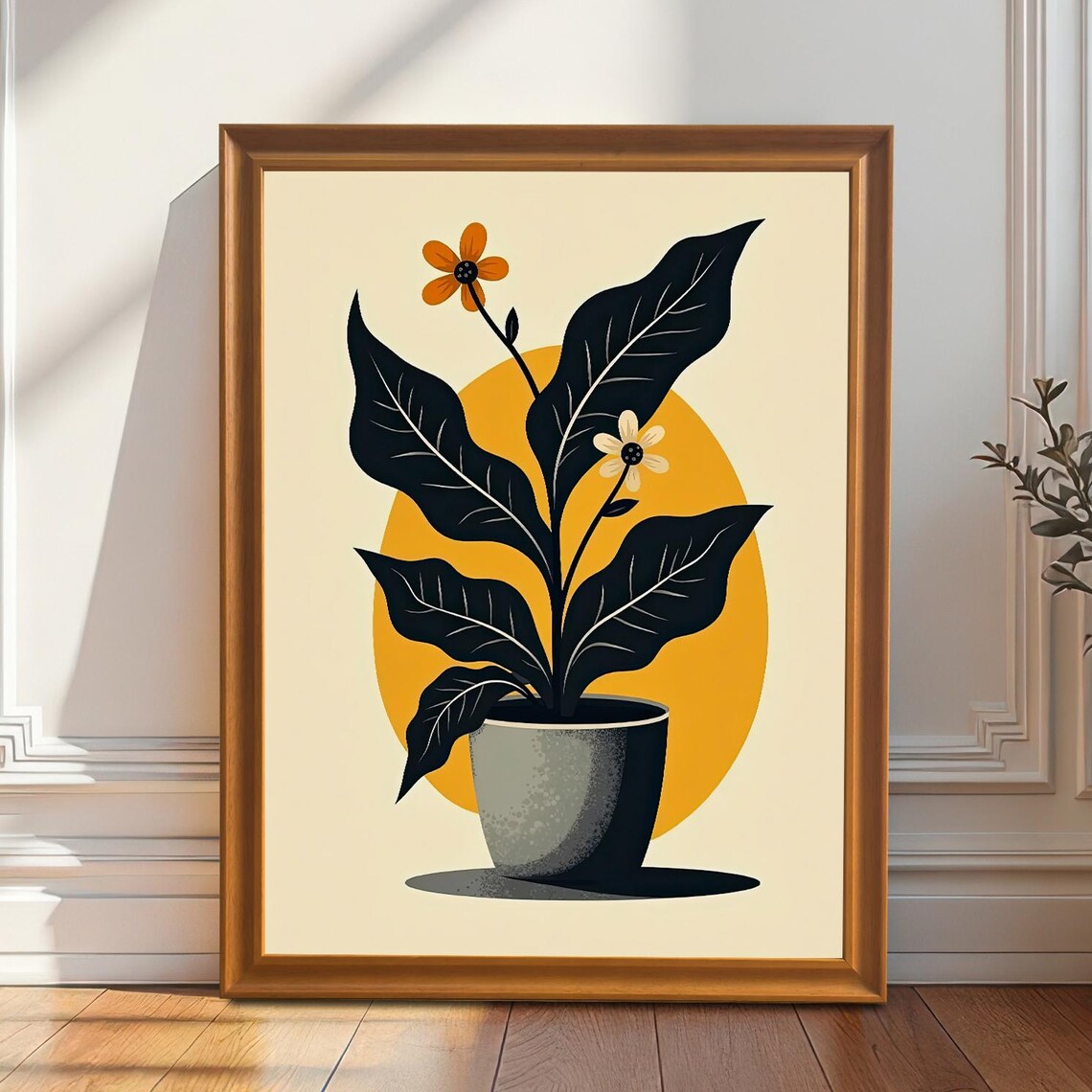 Stylized Potted Plant Flower Art Print, Minimalist