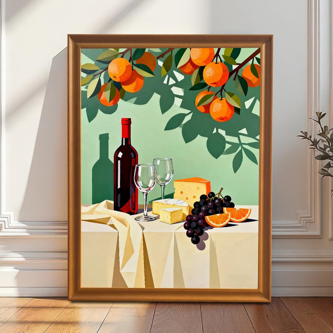 Tuscan Still Life Wine Cheese Fruit Mediterranean Kitchen Poster