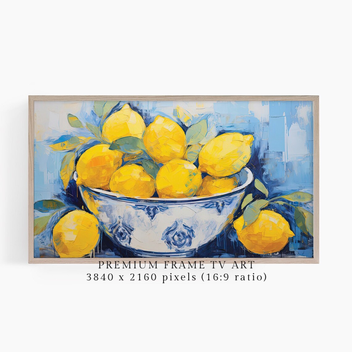 Lemon Still Life Oil Painting Blue And White Bowl Citrus Poster