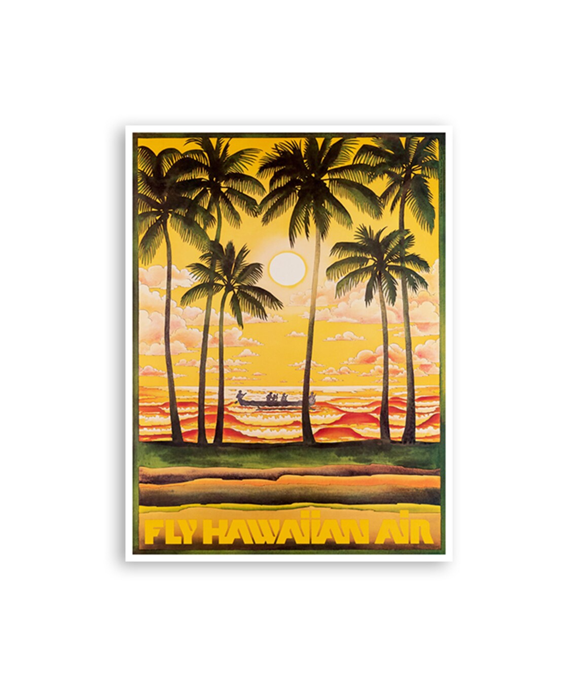 Hawaii Travel Poster, Tropical Ocean Beach Art