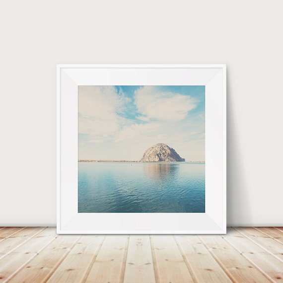 Morro Rock California Calm Bay Reflection Square Photo Poster