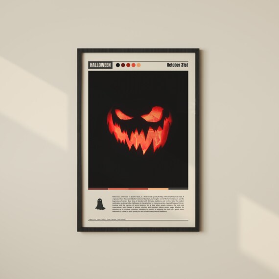 Halloween October 31st Menacing Glowing Jack O Lantern Face Poster