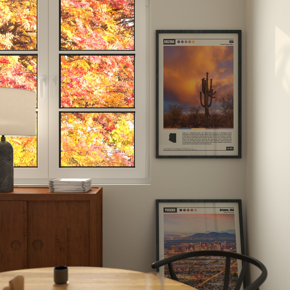 Phoenix Arizona Valley of the Sun Desert City Dusk View Poster - Image 2