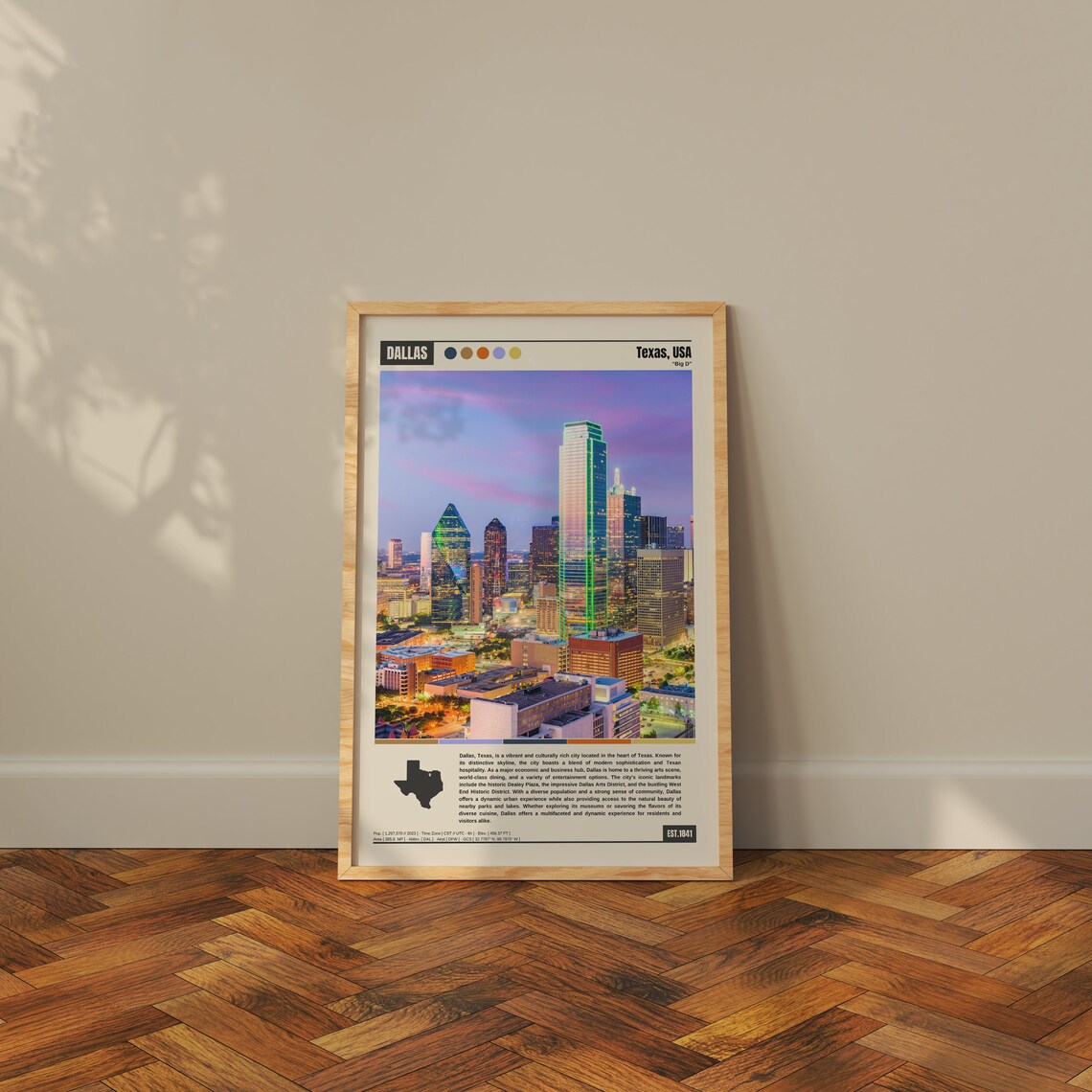 Dallas Travel Poster, Skyline Map Art Print, Texas - Image 3