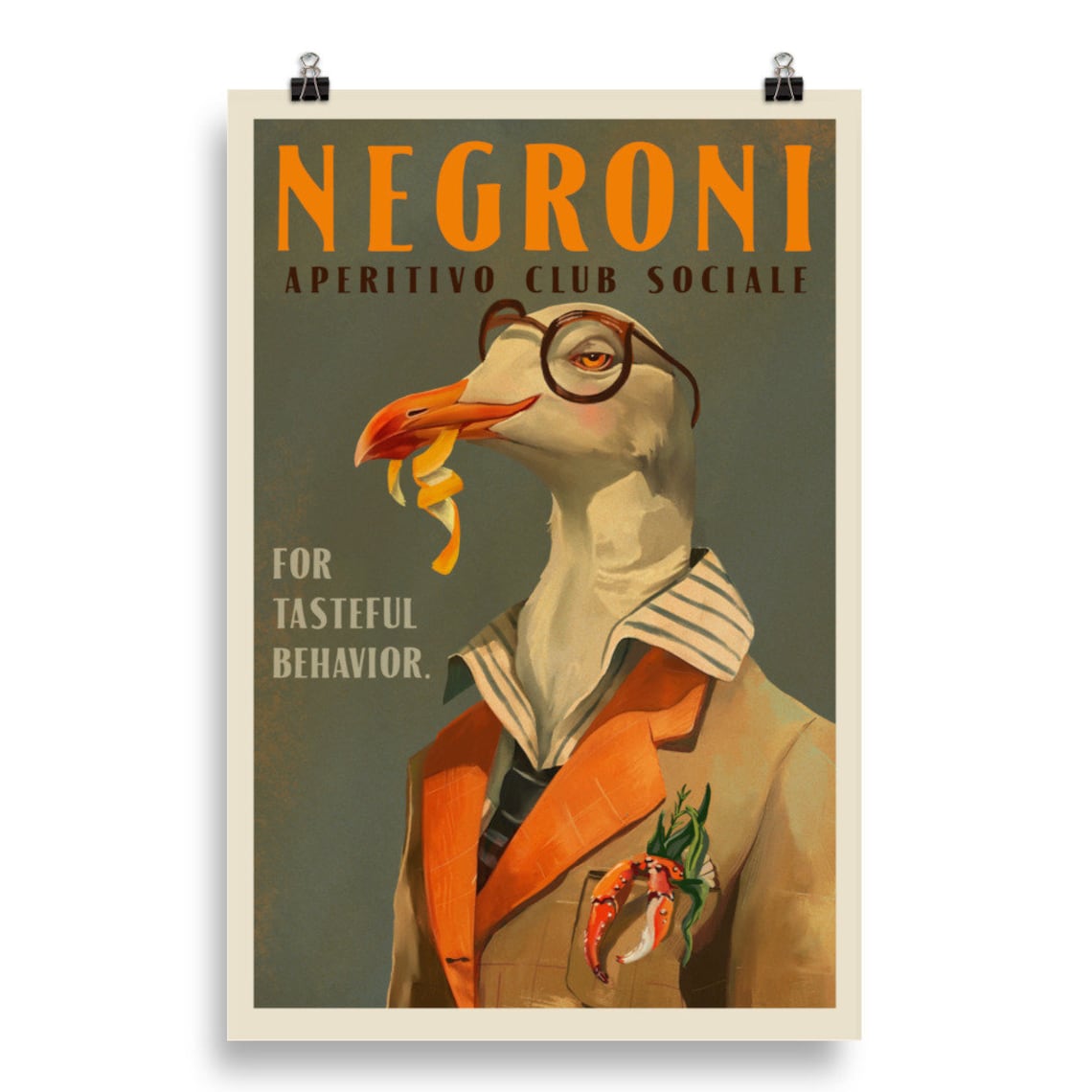 Vintage Art Deco Negroni Poster, Cocktail Bar Print