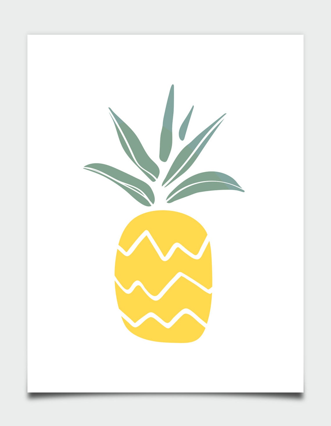 Minimalist Yellow Pineapple Tropical Fruit Kitchen Poster Art - Image 2
