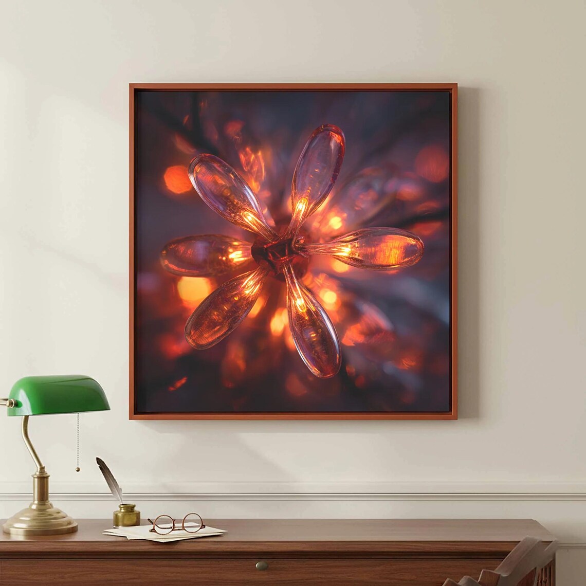 Christmas Lights Flower Macro Amber Glow Holiday String Lights Canvas Print