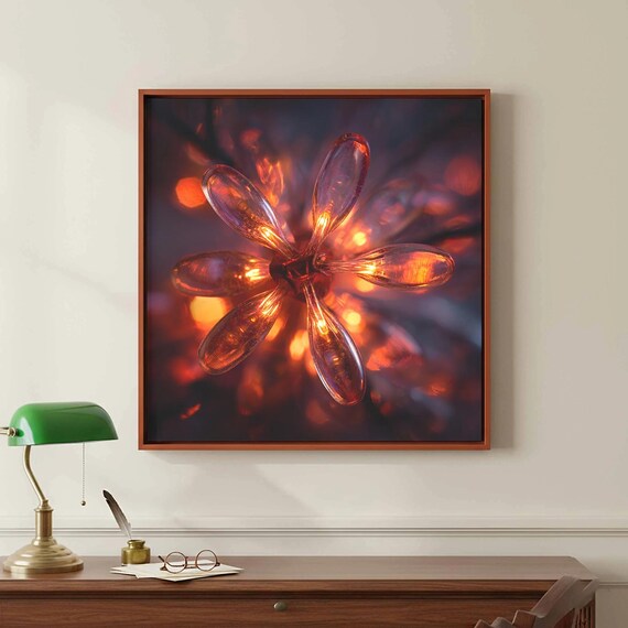 Christmas Lights Flower Macro Amber Glow Holiday String Lights Canvas Print