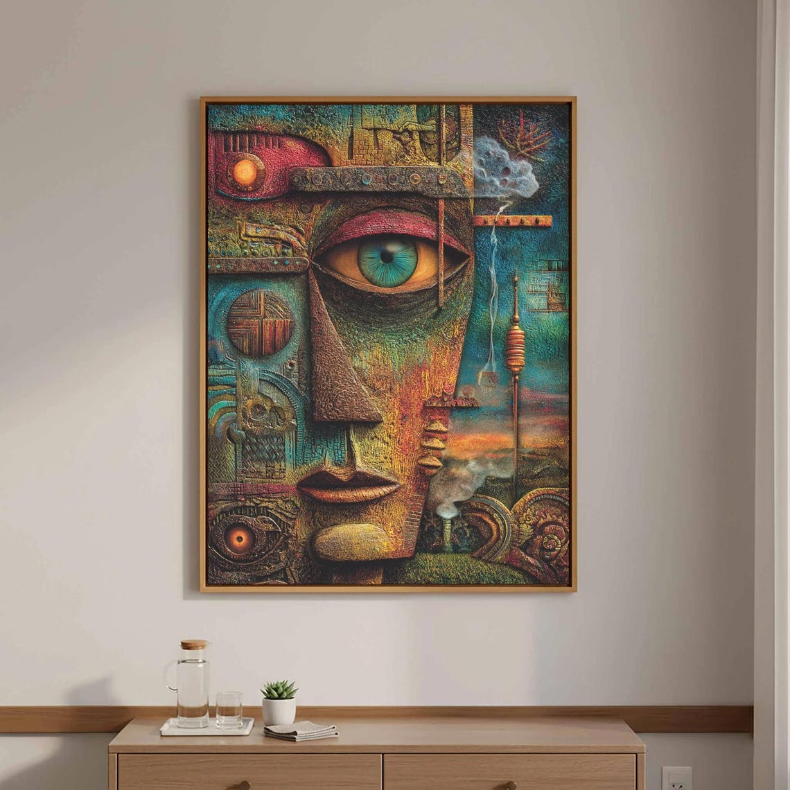 Surreal Abstract Face Eye Cubist Textured Dreamlike Art Poster