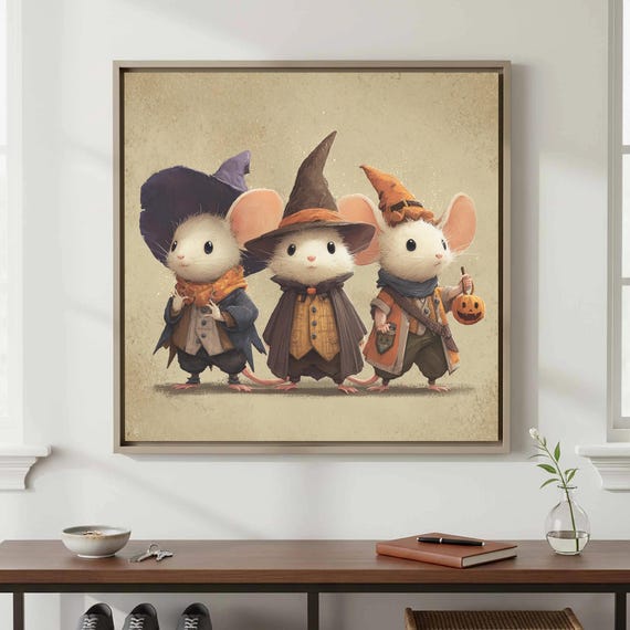 Halloween Mice Wall Art Cute Animal Canvas Print