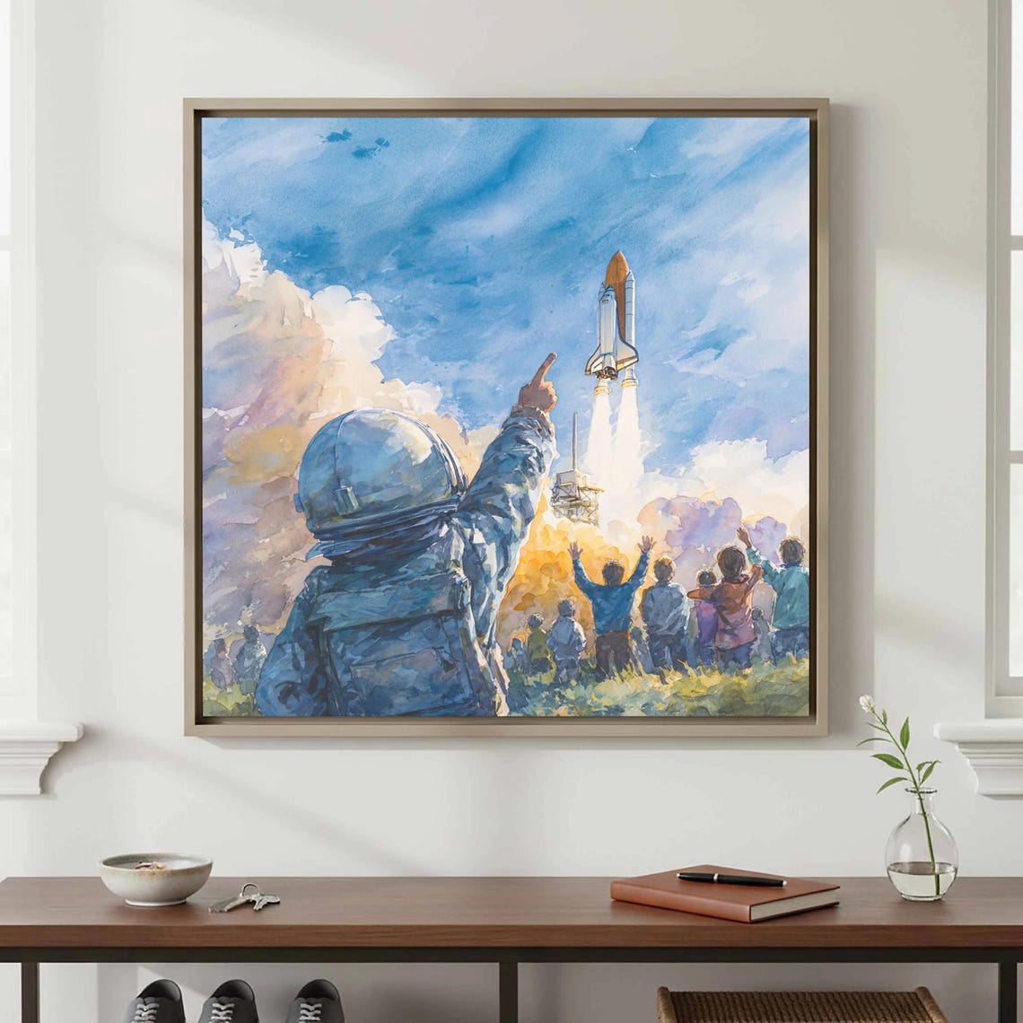 Space Shuttle Launch Canvas Print Kids Astronaut Wall Art