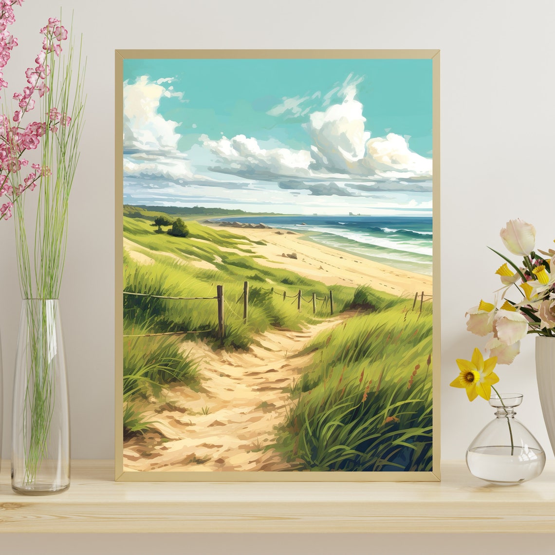 Sandy Dune Path Through Beach Grass to Ocean Coastal Painting Poster - Image 4