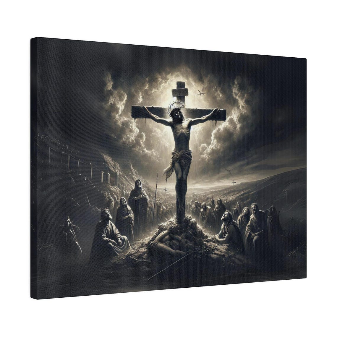 Jesus Christ Crucifixion Dramatic Stormy Calvary Scene Poster