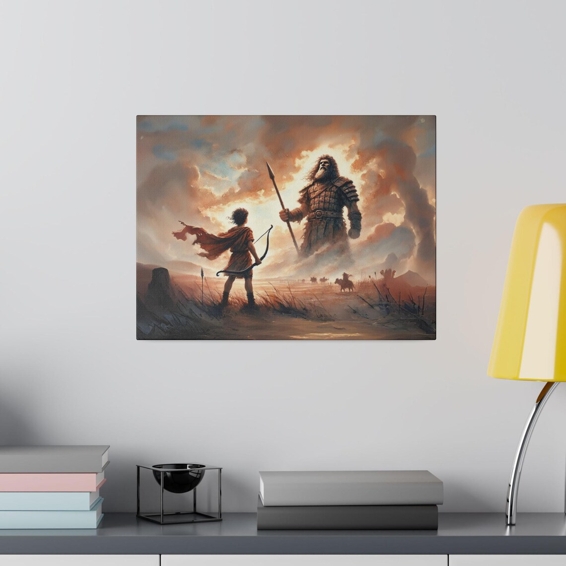 David and Goliath Watercolor Christian Wall Art Print - Image 4