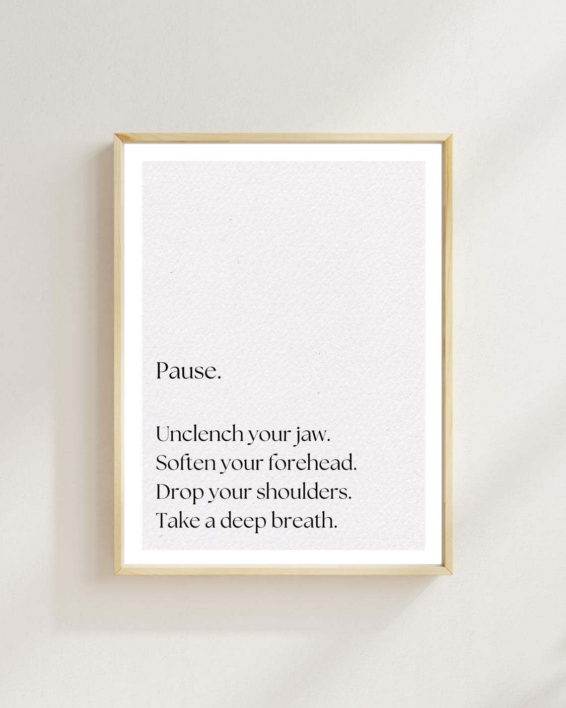Pause Unclench Your Jaw Affirmation Quote Poster Daily Reminder
